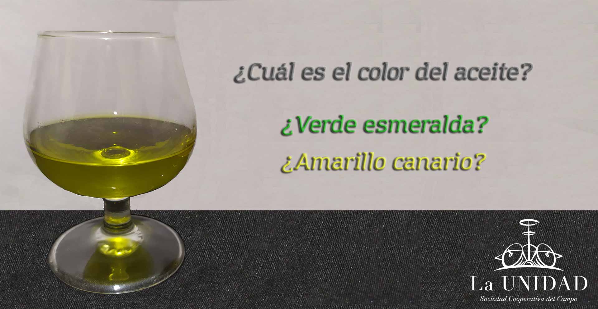 Color del aceite de oliva verde esmeralda o canario