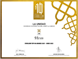 Evooleum Top 100 Awards 2021 - Evooleum Guide World’s Top 100 Extra Virgin Olive Oils 2022 (Mercacei-Edimarket Editores): 93/100 puntos, AOVE La Unidad D.O.P Aceite Monterrubio.